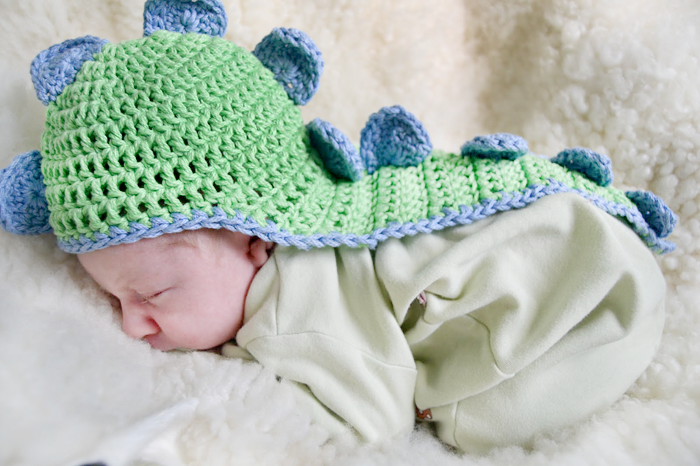 Dino Hat Newborn Photo Prop Baby Girl Hot Pink Purple Dragon Lizard Beanie
